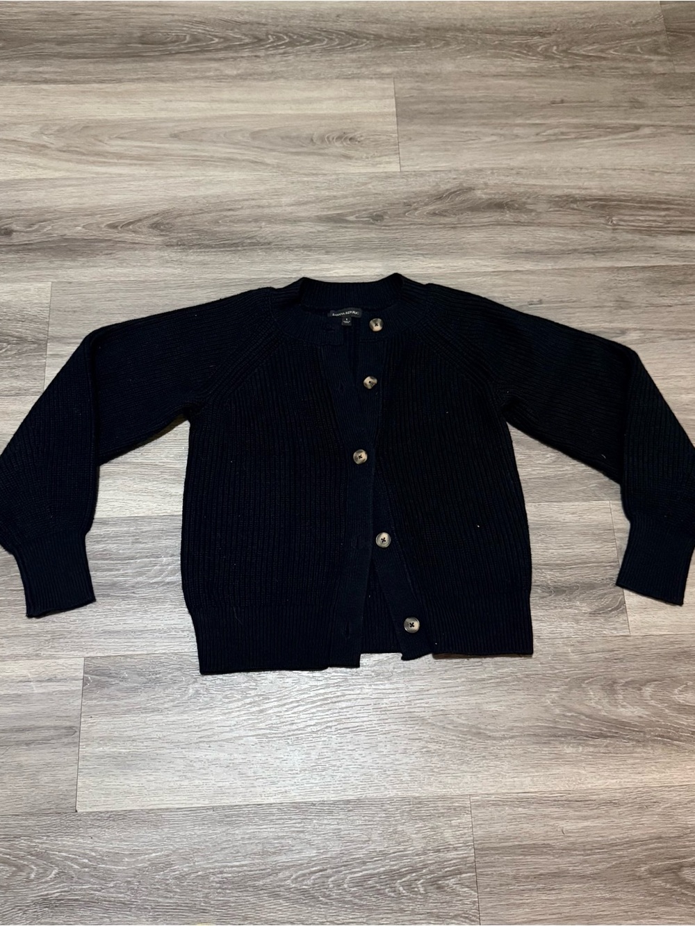 Banana Republic Women’s Black Ribbed Button Cardigan